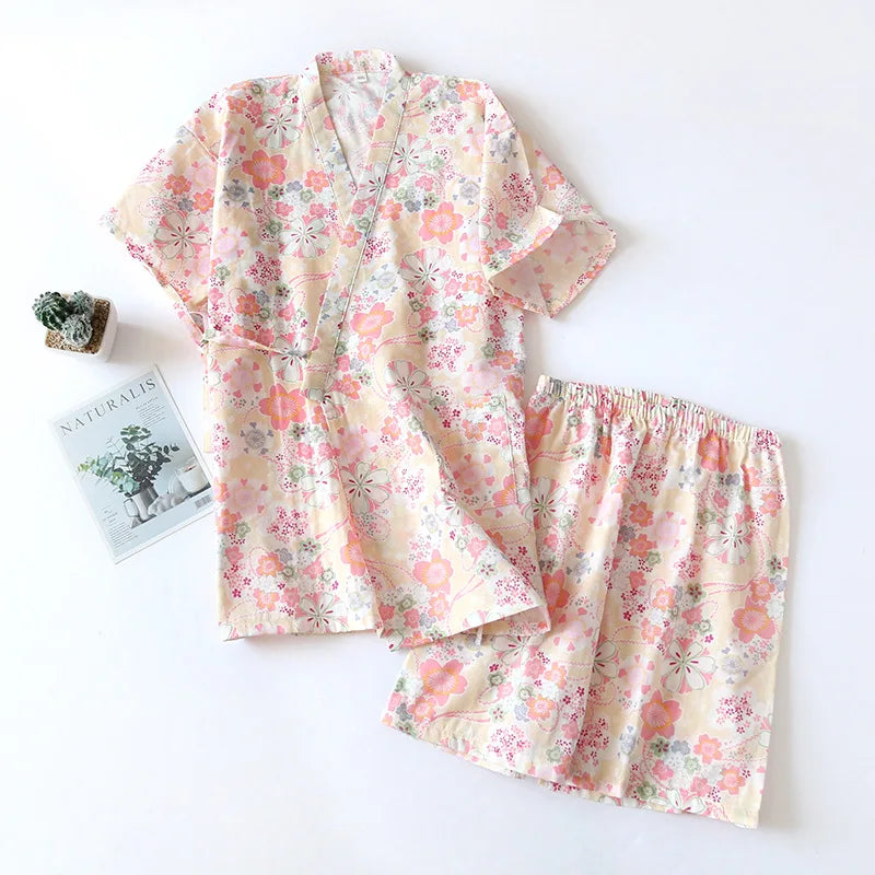 Kawaii Kimono Style Floral Pajamas