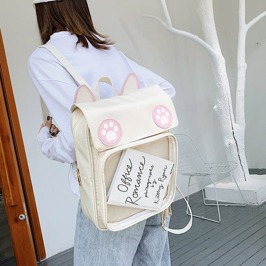 Mochila transparente con bolsillo para gatos