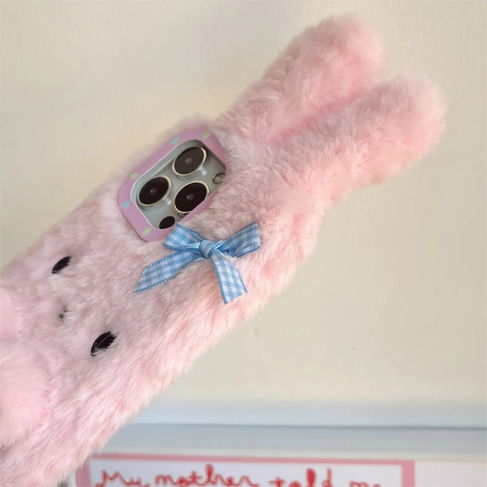 Coque iPhone en peluche lapin kawaii