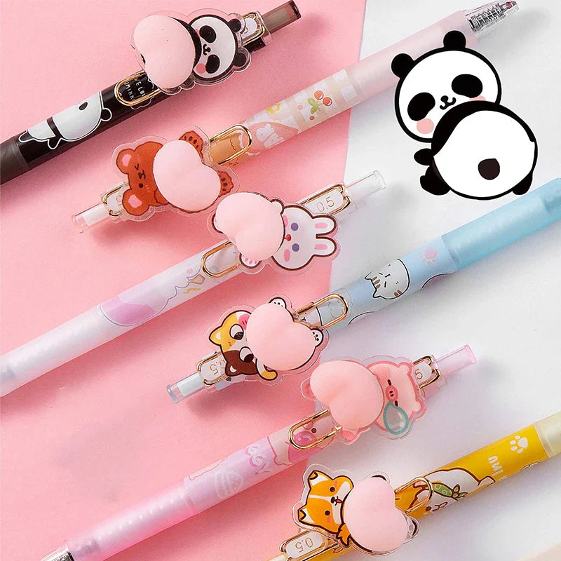 Bolígrafos de gel con forma de botín suave de animales kawaii