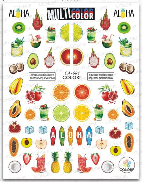 Décalcomanies Nail Art Fruits