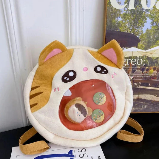 Sac à dos avec présentoir à épingles en peluche pour chat