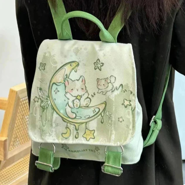Green Moon Kitty Backpack