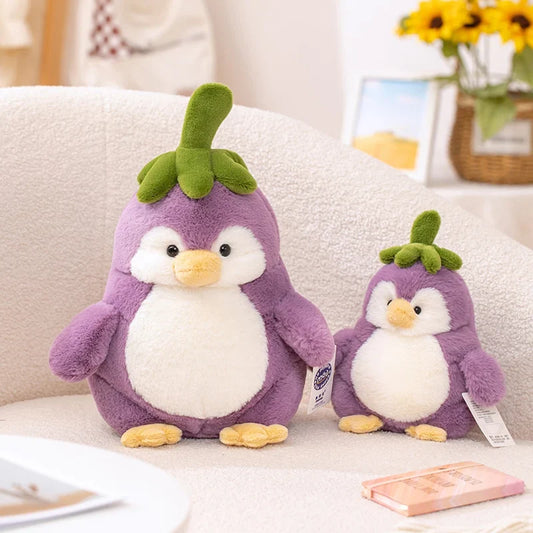 Peluches d'aubergine mignonnes pingouin