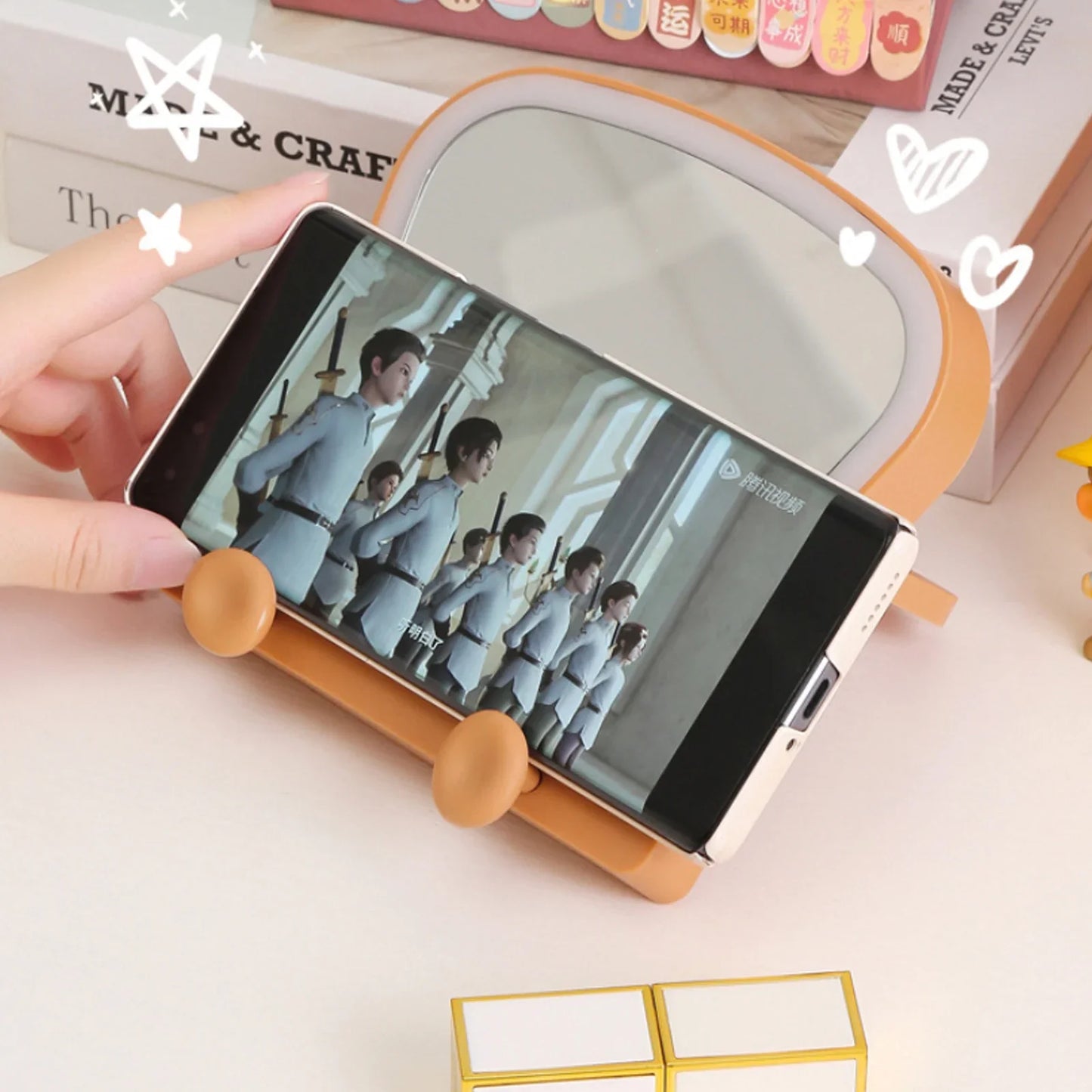 Miroir de maquillage LED Kawaii Toast
