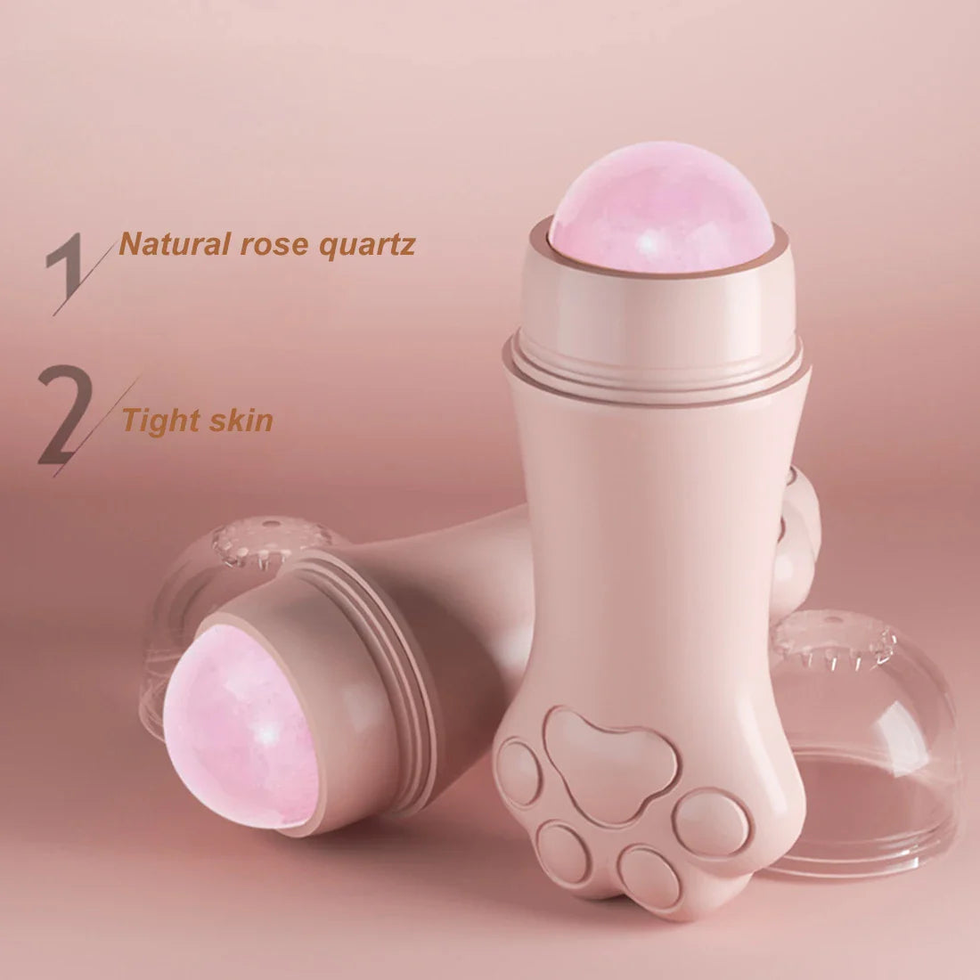 Rouleau absorbant d'huile pour le visage en quartz rose Cat Paw