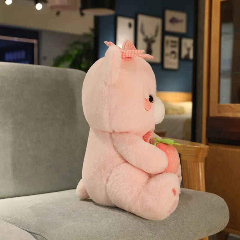 Peluches ours fraise rose