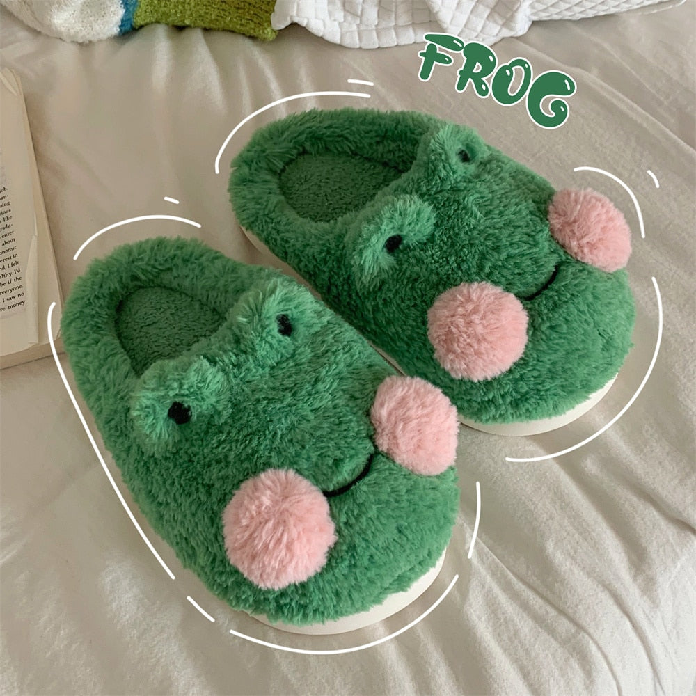 Chaussons en peluche grenouille