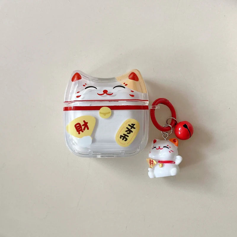 Kawaii Lucky Cat Wireless Earbuds Case
