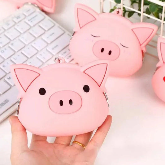 Porte-monnaie en silicone Cochon rose