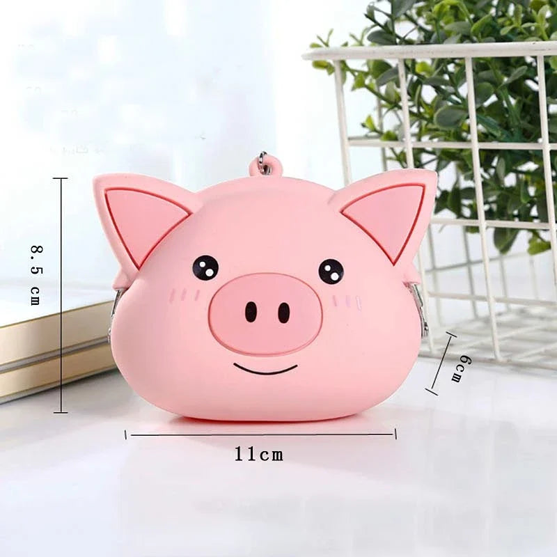 Porte-monnaie en silicone Cochon rose