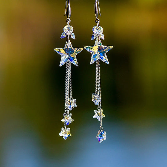 Boucles d'oreilles pendantes en cristal étoile