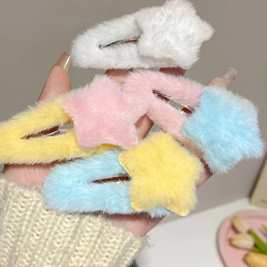 Pinces à cheveux pastel en forme d'étoile en peluche
