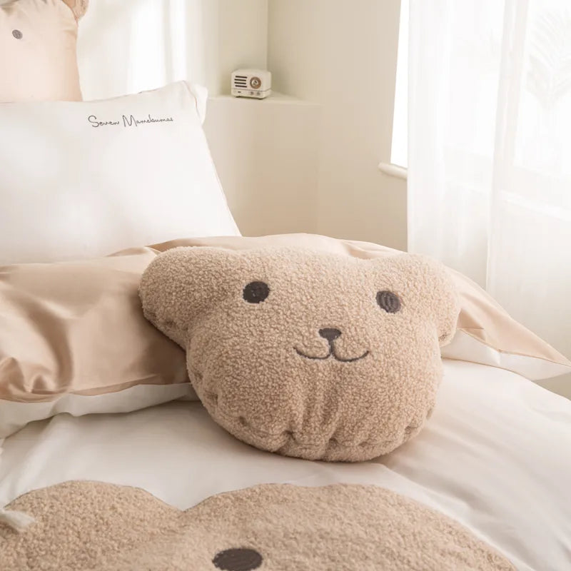 Ropa de cama de algodón con bordado de osito de peluche
