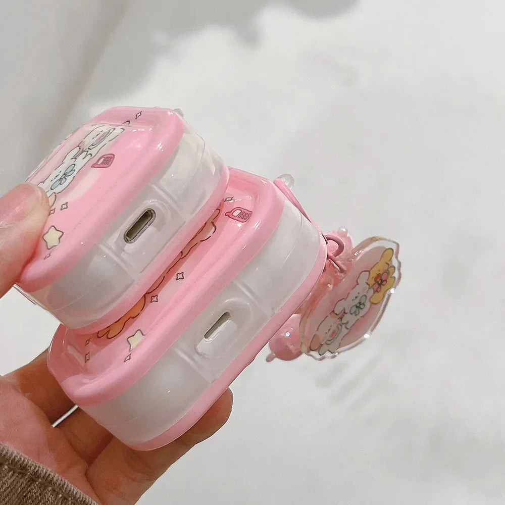 Étui AirPods rose à motifs de chiots kawaii