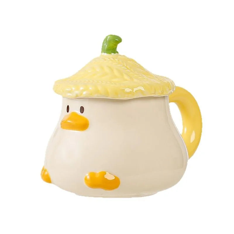 Tasse canard Kawaii avec couvercle