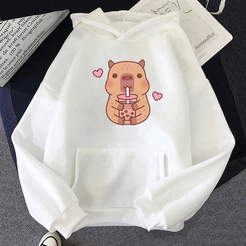 Capybara Hearts Boba Tea Hoodie