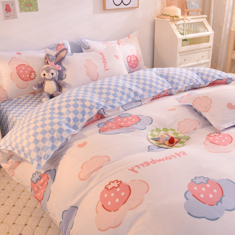 Juego de cama con estampado de fresas dulces