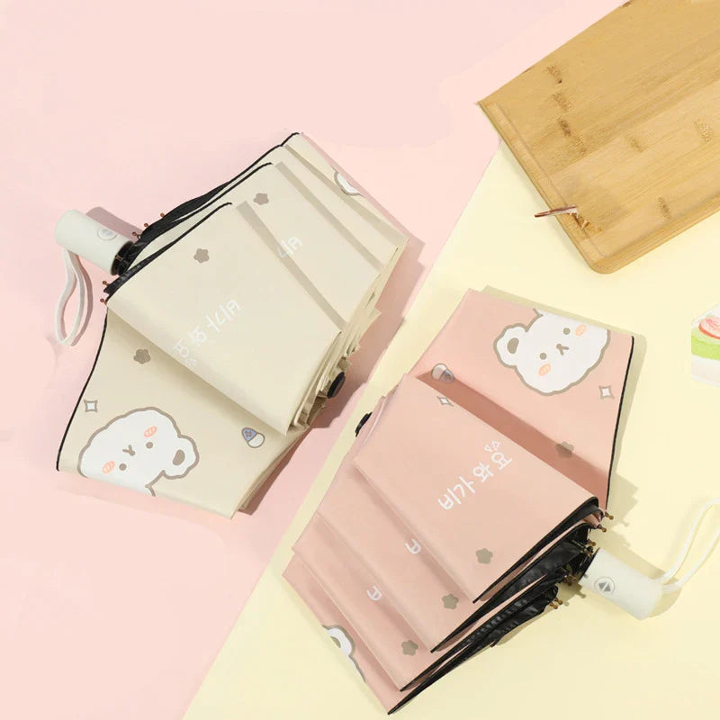 Paraguas pastel de oso kawaii
