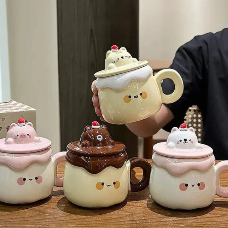 Mugs en céramique "Pudding Animaux Kawaii"