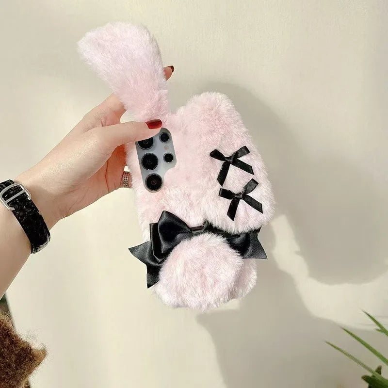 Coque de téléphone Samsung en peluche lapin Kawaii
