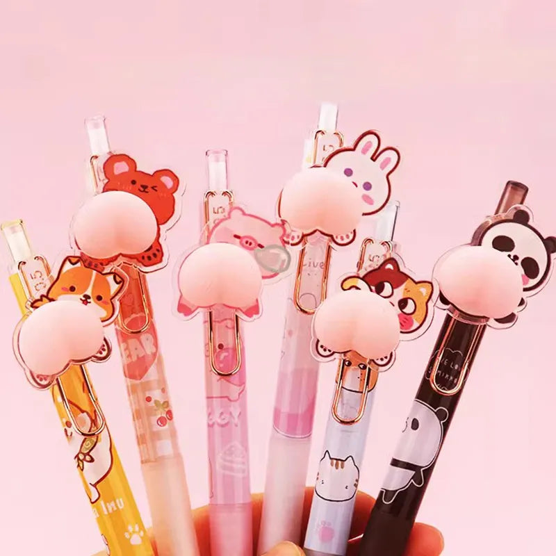 Bolígrafos de gel con forma de botín suave de animales kawaii