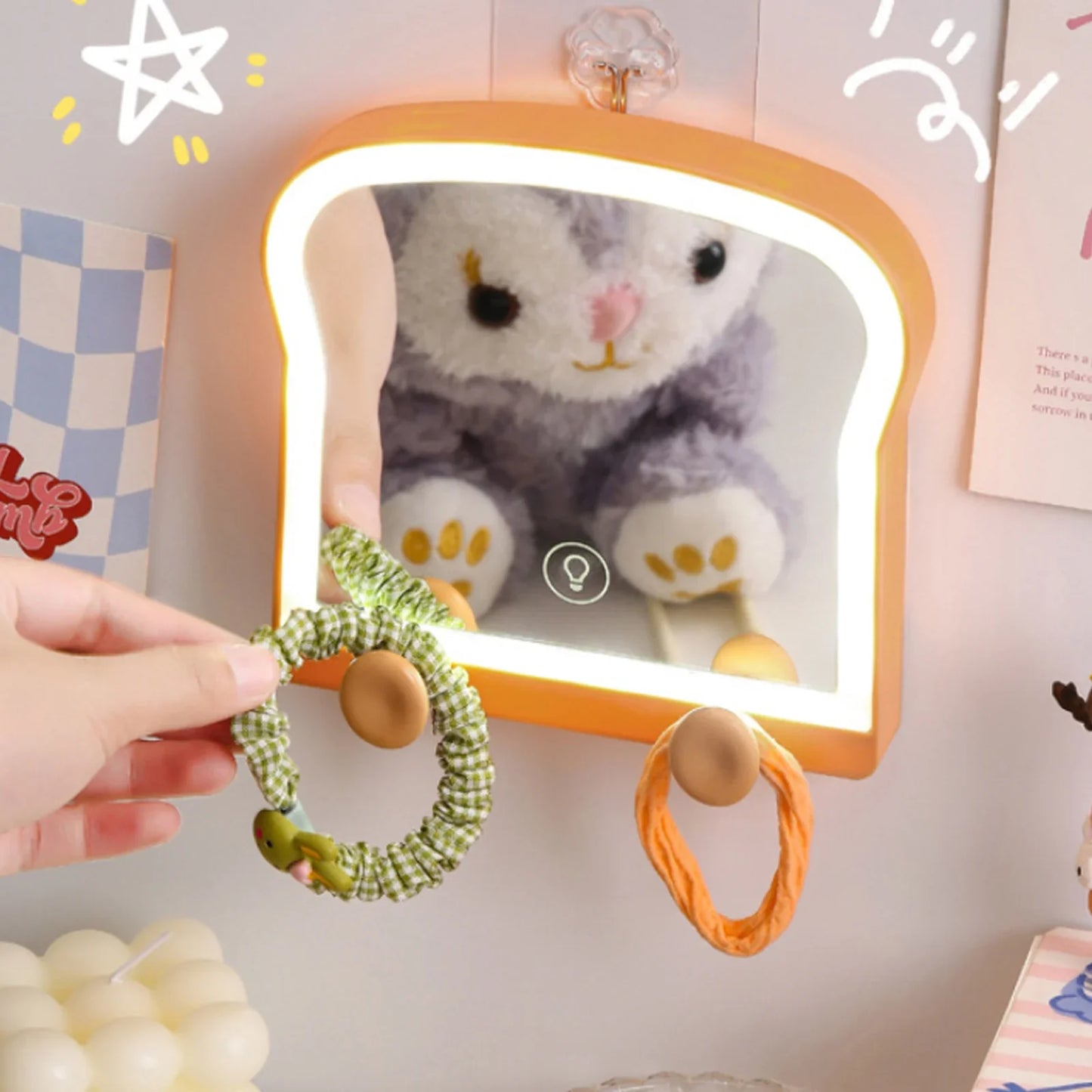 Miroir de maquillage LED Kawaii Toast