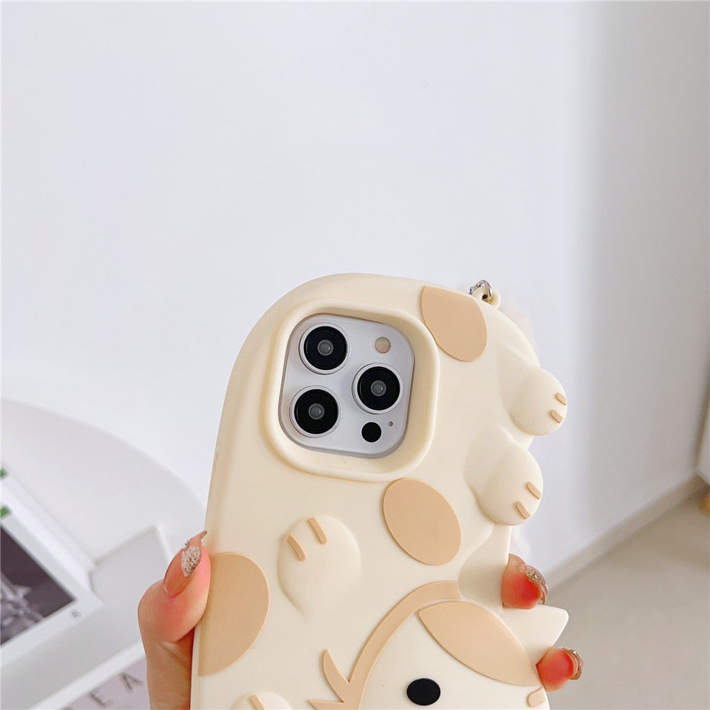 Coque iPhone chat avec sangle moelleuse