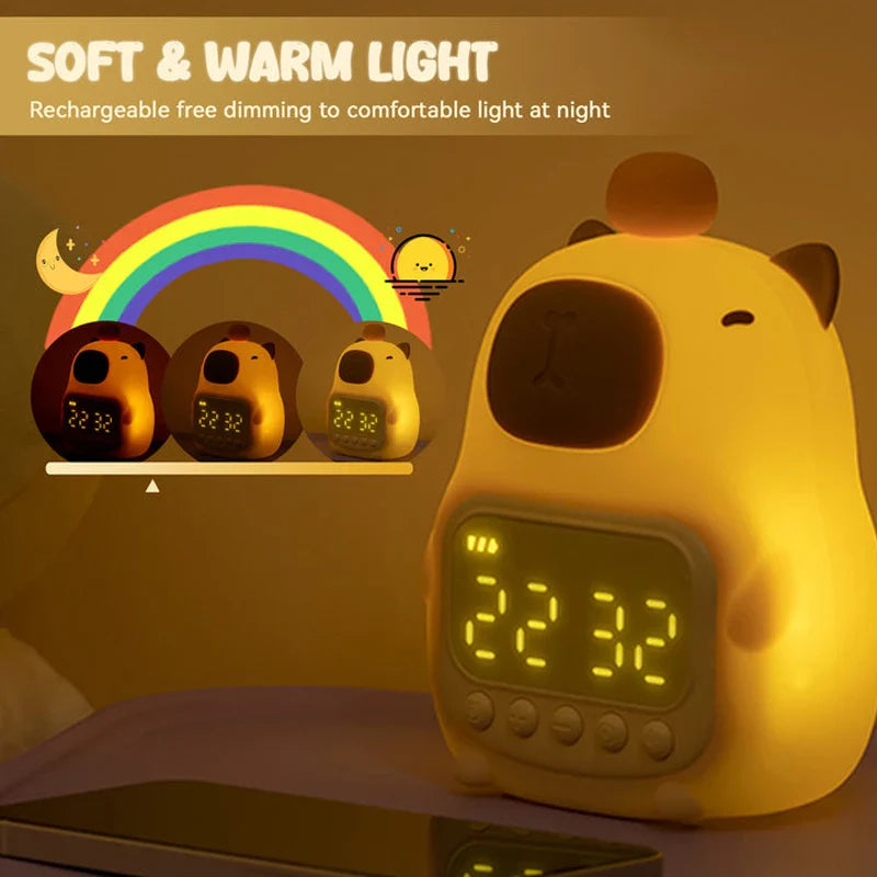 Reloj despertador con luz nocturna de carpincho