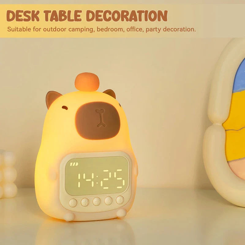 Reloj despertador con luz nocturna de carpincho