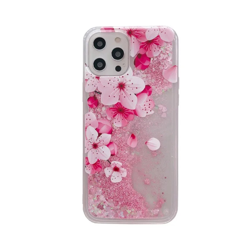 Coque iPhone Paillettes Liquides Sakura