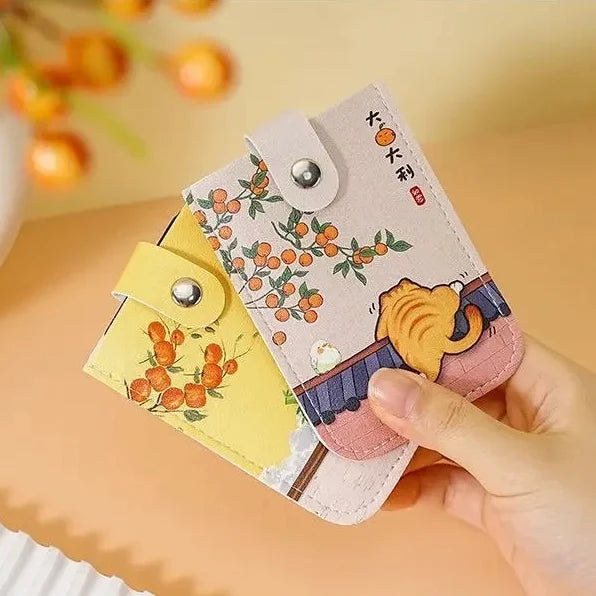 Kawaii Persimmon Cuties Protected Card Holder