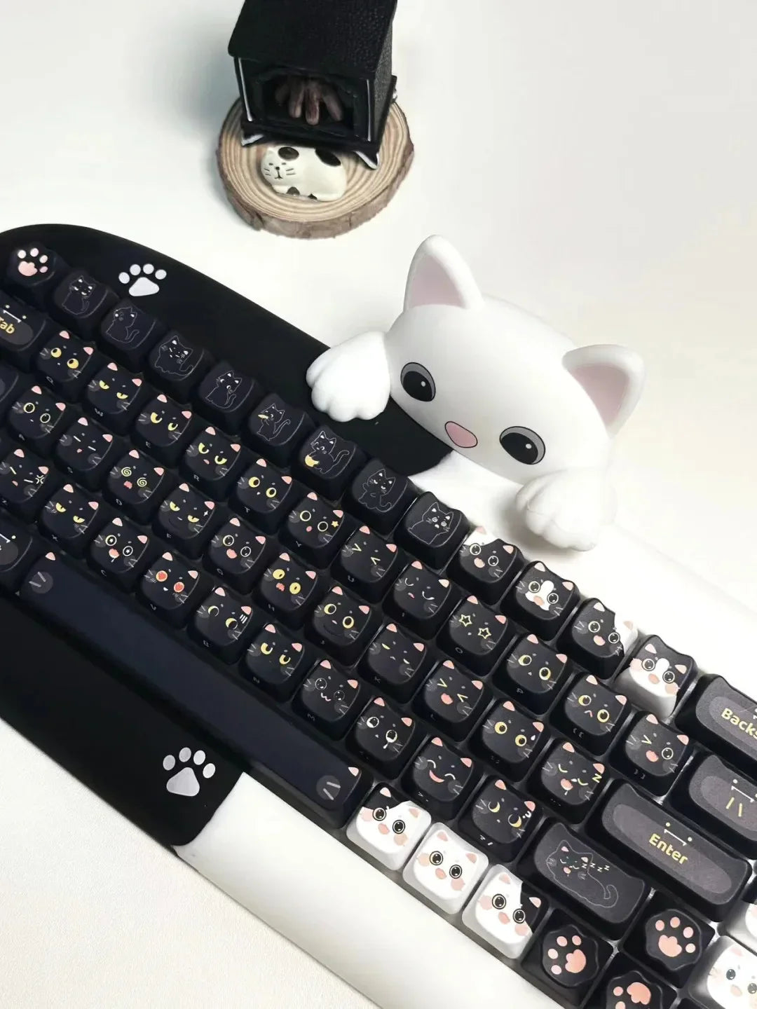 Juego de teclas de teclado con diseño de gato kawaii