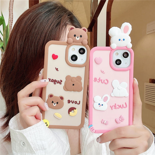 Fundas para iPhone con diseño de conejito y oso