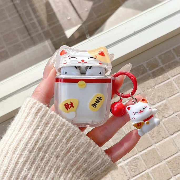Kawaii Lucky Cat Wireless Earbuds Case