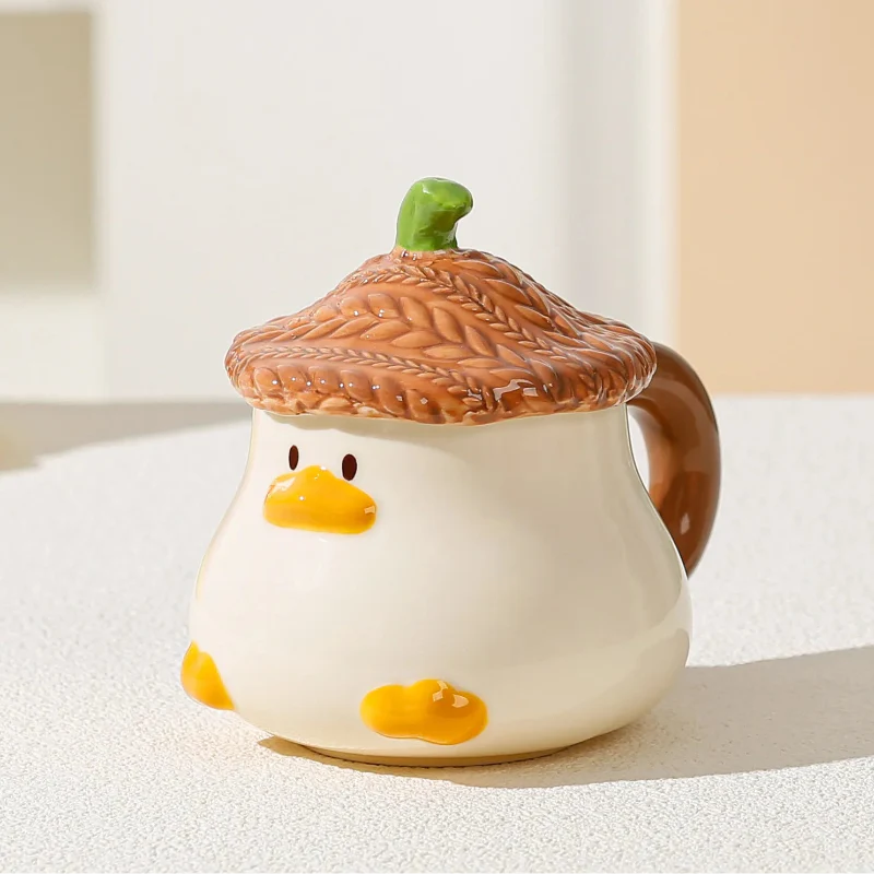 Tasse canard Kawaii avec couvercle