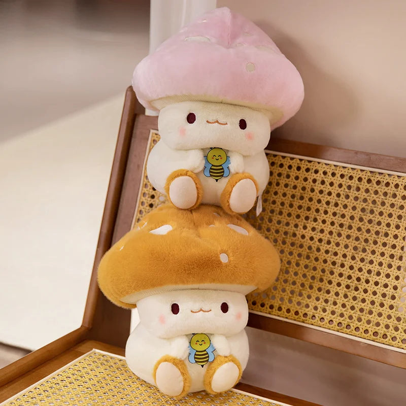Peluches Kawaii Champignon et Abeille