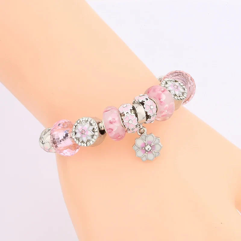 Bracelets à breloques roses Kawaii