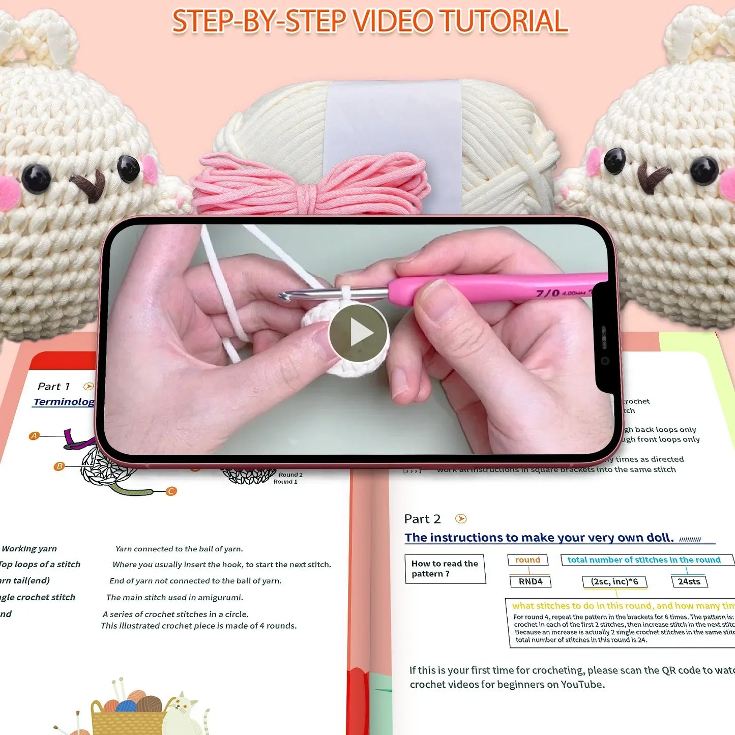 Chubby Bunny – Kit de crochet kawaii pour débutants