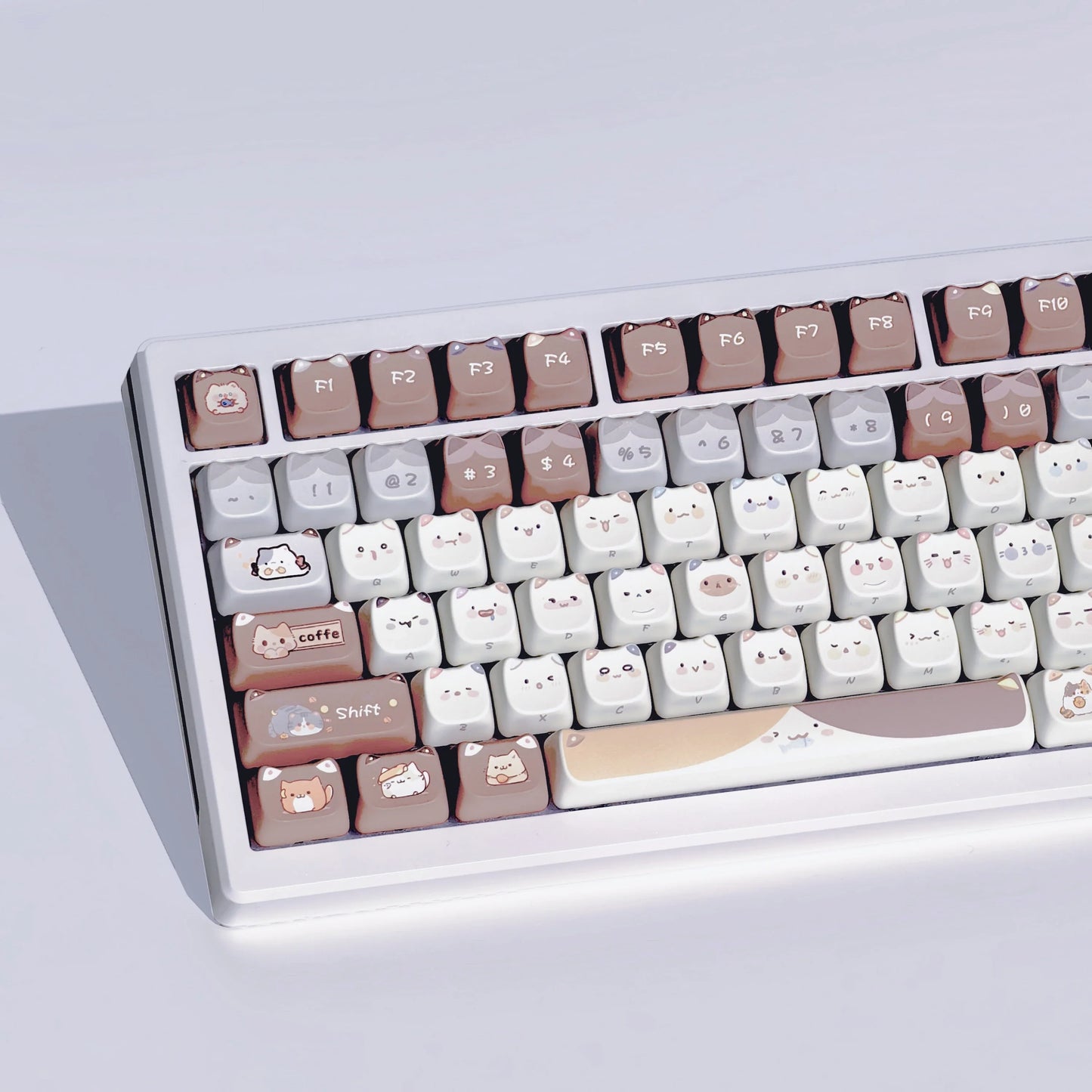 Juego de teclas de teclado con diseño de gato kawaii