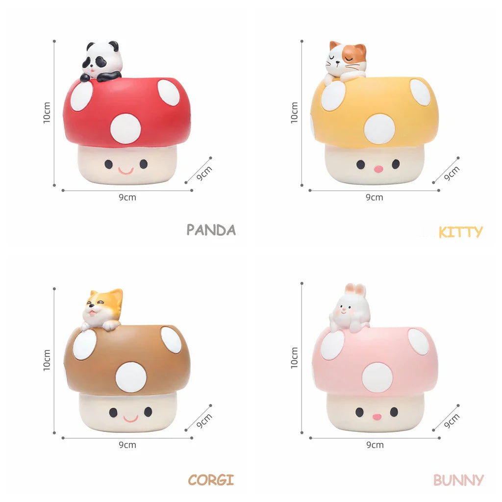 Pots de plantes succulentes en forme de champignons kawaii
