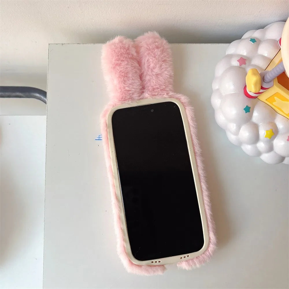 Coque iPhone en peluche lapin kawaii