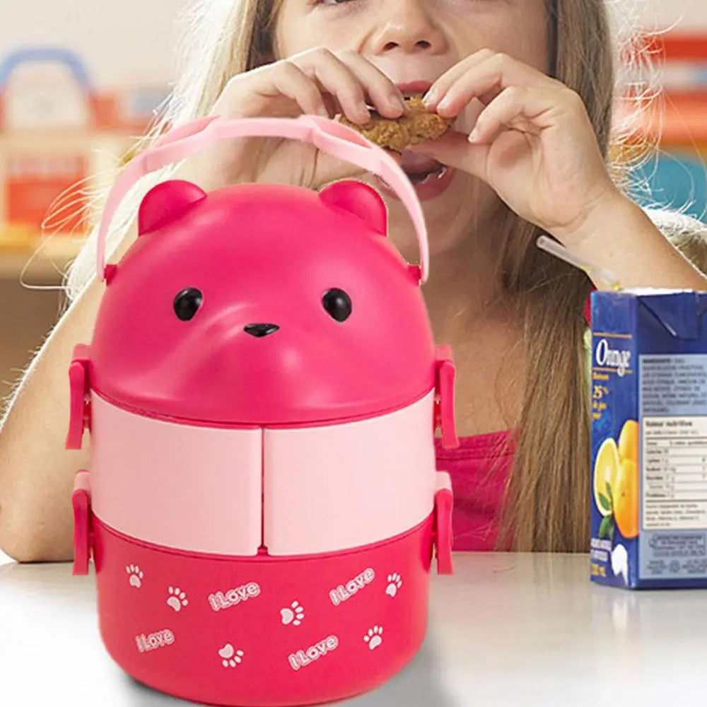 Caja bento apilable con forma de oso