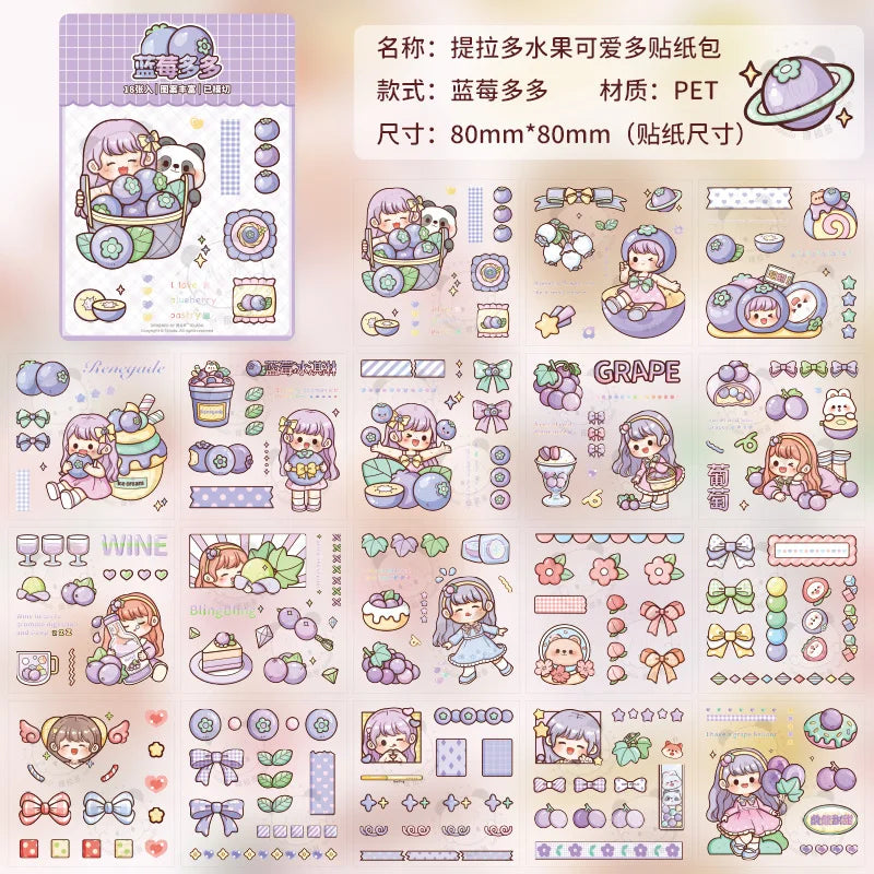 Autocollants de scrapbooking Kawaii Girl &amp; Fruit