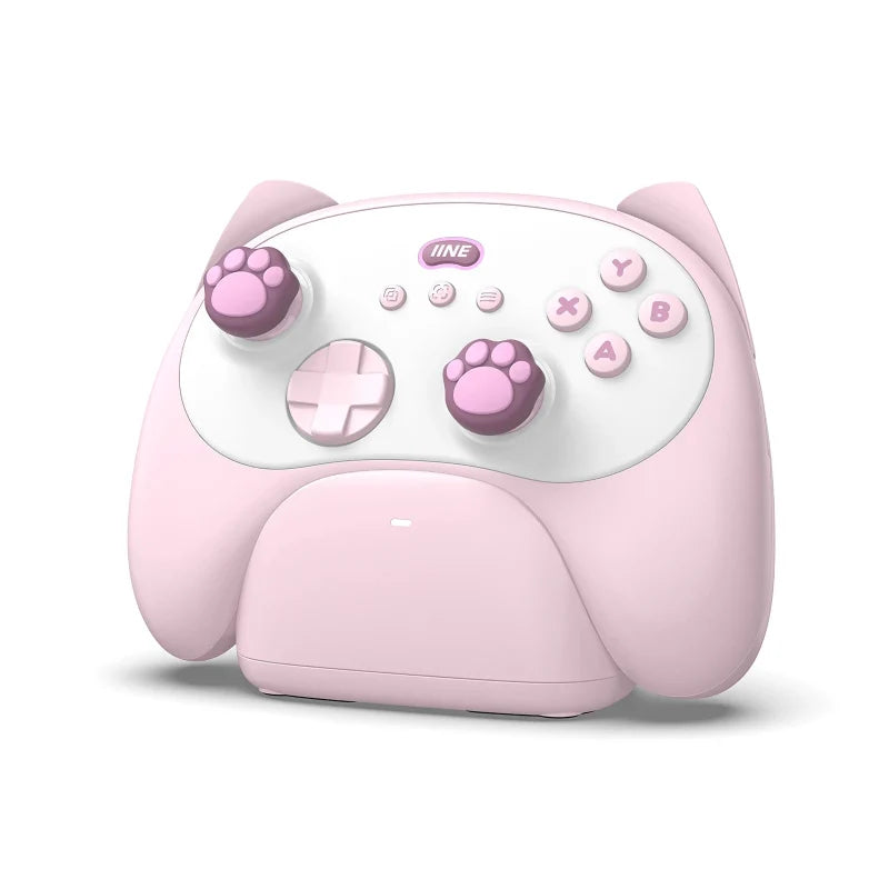 Kawaii Meowing Neko Wireless Controller With Charging Dock NS