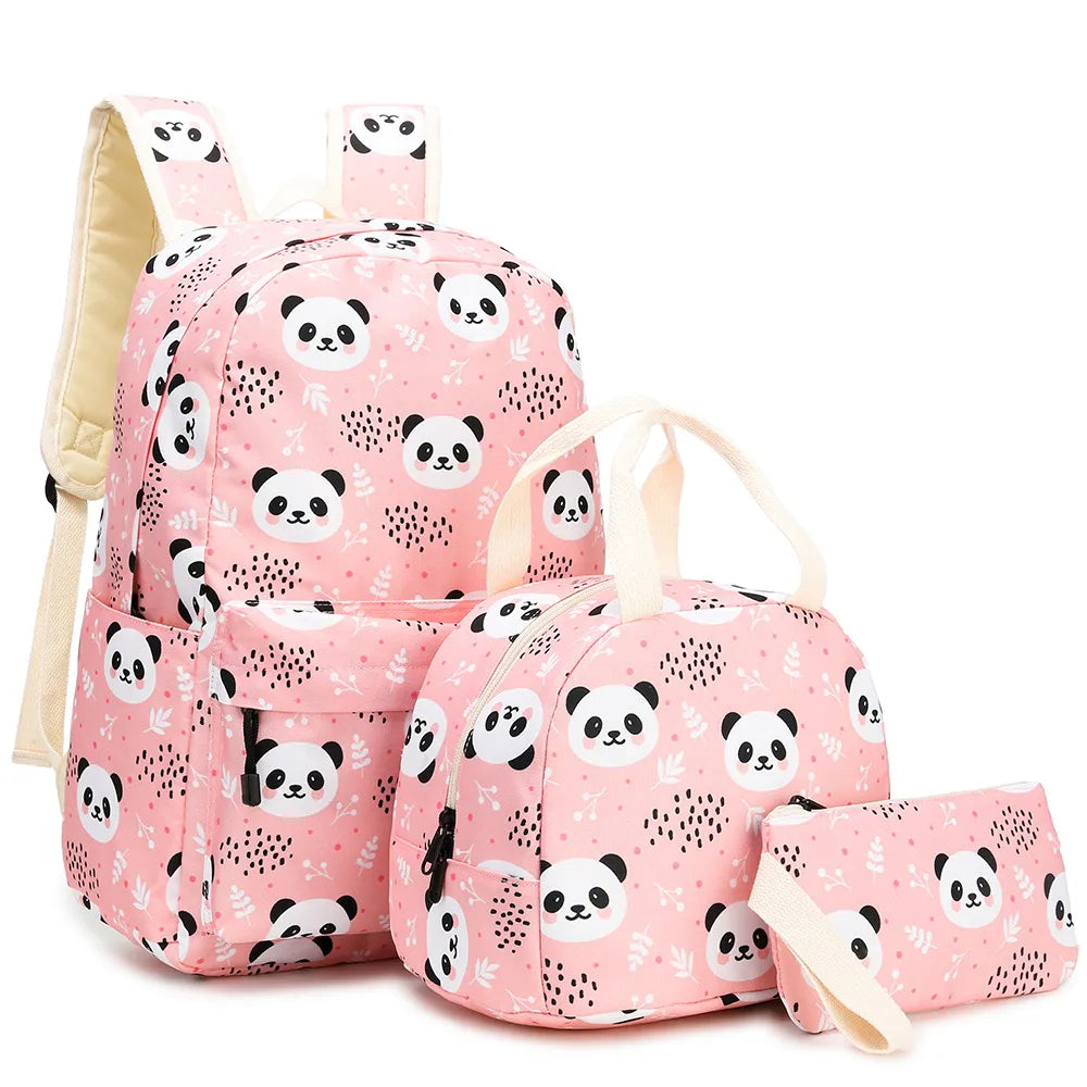 Ensemble de sacs à dos à imprimé panda rose