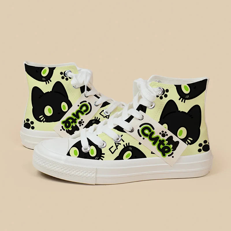 Adorable Black Cute Kitty Sneakers