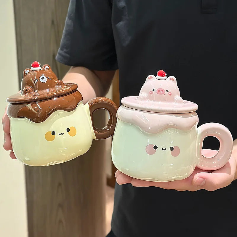 Mugs en céramique "Pudding Animaux Kawaii"