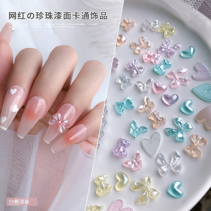 Charms pour ongles pastel brillants