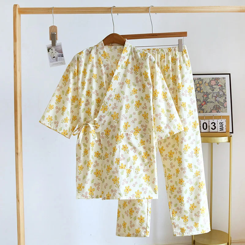 Kawaii Kimono Style Floral Pajamas